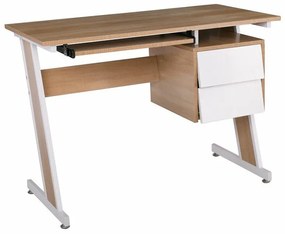 Τραπέζι γραφείου Mesa 127, Με συρτάρια, Αριθμός συρταριών: 2, 76x105x54cm, 28 kg, Άσπρο, Sonoma οξιά | Epipla1.gr