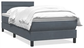 Box Spring Κρεβάτι με στρώμα Σκούρο γκρι 100x220 εκ. Βελούδινο - Γκρι