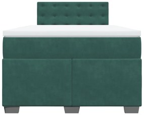 vidaXL Κρεβάτι Boxspring με Στρώμα Σκούρο Πράσινο 120x200εκ. Βελούδινο