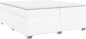 vidaXL Κρεβάτι Boxspring με Στρώμα Λευκό 200x200 εκ. Συνθετικό Δέρμα