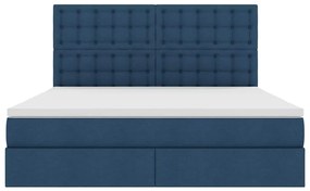 vidaXL LED Κρεβάτι αποθήκευσης με στρώμα Μπλε 160 x 200 cm Ύφασμα