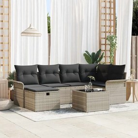 vidaXL Σετ Καναπέ Κήπου 7 pcs Ανοιχτό γκρι 242.5 x 132.5 x 85 εκ.