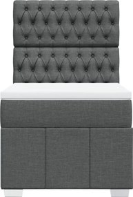 vidaXL Κρεβάτι Boxspring με Στρώμα Σκούρο Γκρι 100x200 εκ. Υφασμάτινο