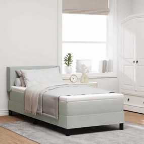 VidaXL Κρεβάτι με Στρώμα Light Grey 90x200 εκ. Βελούδο