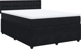 vidaXL Κρεβάτι Boxspring με Στρώμα Μαύρο 140x190 εκ. Βελούδινο
