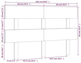 vidaXL Κεφαλάρι Κρεβατιού Μαύρο 164 x 3 x 81 εκ. Μασίφ Ξύλο Πεύκου