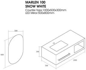 Πάγκος μπάνιου με Νιπτήρα MARLEN 80 Λευκό Μάρμαρο 80x50x30 εκ. 80x50x30 εκ.