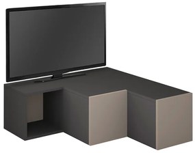 Έπιπλο τηλεόρασης γωνιακό Compact Megapap χρώμα ανθρακί - ανοιχτή μόκα 94,2x90,6x31,4εκ.