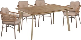 ΣΕΤ ΤΡΑΠΕΖΑΡΙΑΣ TABER HM10841.01 ΤΡΑΠΕΖΙ &amp; 4 ΠΟΛΥΘΡΟΝΕΣ-ΑΛΟΥΜΙΝΙΟ &amp; POLYWOOD-MOKA