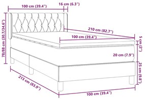 ΚΡΕΒΑΤΙ BOXSPRING ΜΕ ΣΤΡΩΜΑ ΣΚΟΥΡΟ ΓΚΡΙ 100X210 ΕΚ. ΒΕΛΟΥΔΙΝΟ 3318358