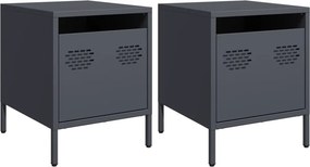 vidaXL Κομοδίνα 2 τεμ. Ανθρακί 35x39x43,5 εκ. από Χάλυβα