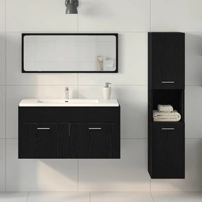 vidaXL Σετ Επίπλων Μπάνιου με πόρτα 3 pcs Μαύρη Οξυά 60 x 38.5 x 46 cm
