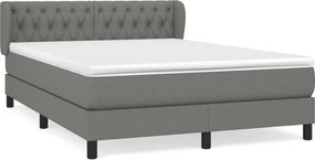 vidaXL Κρεβάτι Boxspring με Στρώμα Σκούρο Γκρι 140x200 εκ Υφασμάτινο