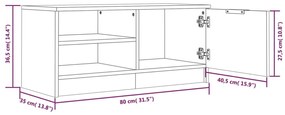 Έπιπλα Τηλεόρασης 2 τεμ. Καπνιστή Δρυς 80x35x36,5 εκ Επεξ. Ξύλο - Καφέ