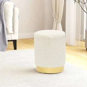 vidaXL Στρογγυλό Σκαμπό Hocker Λευκό Μάλλινο 28 x 36 cm