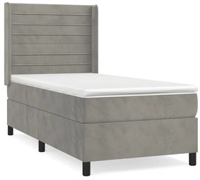 ΚΡΕΒΑΤΙ BOXSPRING ΜΕ ΣΤΡΩΜΑ ΑΝΟΙΧΤΟ ΓΚΡΙ 100X200 ΕΚ. ΒΕΛΟΥΔΙΝΟ 3132723