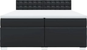 vidaXL Κρεβάτι Boxspring με Στρώμα Μαύρο 200x200 εκ. Συνθετικό Δέρμα