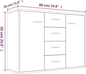 vidaXL Ντουλάπι Γκρι Sonoma 88x30x65 εκ. από Επεξεργασμένο Ξύλο