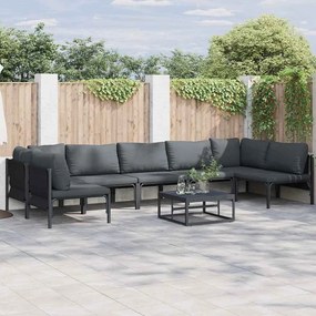 vidaXL Σετ Καναπέ Κήπου με μαξιλάρι 7 pcs Μαύρο Ατσάλι