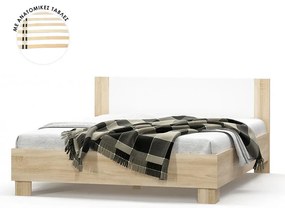 Κρεβάτι Geneva φυσικό-λευκό 160x200εκ Υλικό: CLIPBOARD WITH MELAMINE COATING -WHITE 16MM - NATURAL 22MM 173-000013