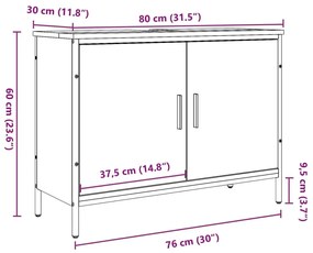 Ντουλάπι Νιπτήρα Αρτισιανή Δρυς 80x30x60 εκ. Επεξ. Ξύλο - Καφέ