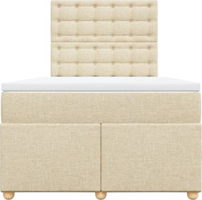vidaXL Κρεβάτι Boxspring με Στρώμα Κρεμ 120x190 εκ. Υφασμάτινο