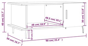 Τραπεζάκι Σαλονιού Λευκό 90x50x40 εκ. Επεξεργασμένο Ξύλο - Λευκό