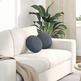 vidaXL Μαξιλάρια καθισμάτων 2 pcs Σκούρο Γκρι Ø 40 x 13 εκ. Βελούδο