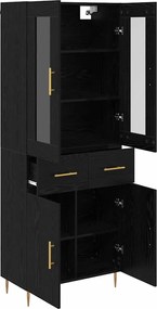 vidaXL Highboard με συρτάρι 2 pcs Μαύρη Οξυά Επεξεργασμένο ξύλο