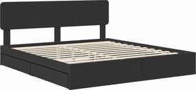 VidaXL Κρεβάτι Αποθήκης Μαύρο 200 x 200 cm Επεξεργασμένο Ξύλο