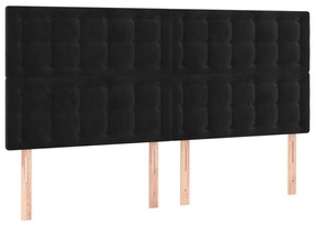 Πλαίσιο Κρεβατιού με Κεφαλάρι Μαύρο 200x200 εκ. Βελούδινο - Μαύρο