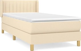 vidaXL Κρεβάτι Boxspring με Στρώμα Κρεμ 90x190 εκ.Υφασμάτινο
