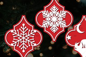 Σετ των 3 Intra απο ξύλο plywood 3mm-4mm πάχος Arabesque Χριστουγεννιάτικο Στολίδι 4.3x3.6 Δίασταση 3x3 cm INTRAFABR-106944403