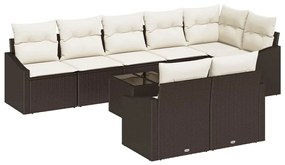 vidaXL Σέτ φαγητού για κήπο με μαξιλάρι 9 pcs Καφέ, Κρέμα