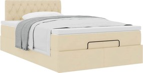 vidaXL Οθωμανικό κρεβάτι με στρώμα Cream 120x190 cm Ύφασμα