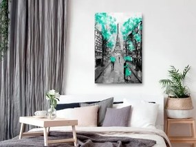 Πίνακας - Paris Rendez-Vous (1 Part) Vertical Green - 80x120