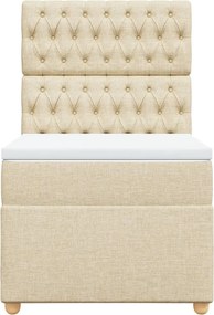 vidaXL Κρεβάτι Boxspring με Στρώμα Κρεμ 80 x 200 εκ. Υφασμάτινο