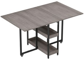 HOMCOM Πτυσσόμενο τραπέζι τραπεζαρίας σε βιομηχανικό σχέδιο, για έως 4 άτομα, ανοιχτά ράφια, ευέλικτο, μέταλλο, μοριοσανίδα, Γκρι