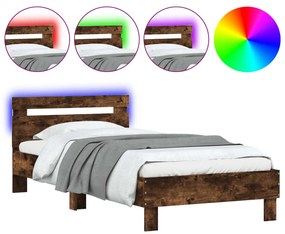 vidaXL Πλαίσιο Κρεβατιού με Κεφαλάρι/LED Καπν. Δρυς 100x200 εκ.