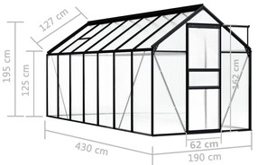 vidaXL Θερμοκήπιο Ανθρακί 8,17 μ³ Αλουμινίου