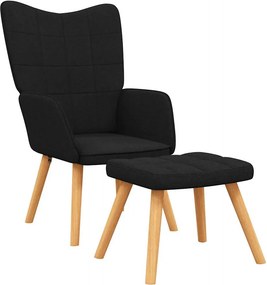 vidaXL Πολυθρόνα Relax Μαύρη Υφασμάτινη με Σκαμπό