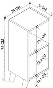 Κομοδίνο Vira Megapap χρώμα λευκό 34x30x78εκ.