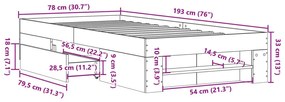 Πλαίσιο Κρεβατιού Χωρ. Στρώμα Sonoma Δρυς 75x190εκ Επεξ. Ξύλο - Καφέ