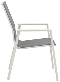 Καρέκλα - Πολυθρόνα κήπου Dashiell αλουμίνιο λευκό textilene γκρι 71x58x94 εκ. 71x58x94 εκ.