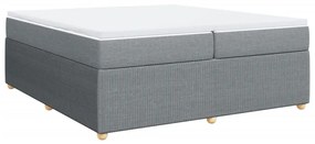 vidaXL Κρεβάτι Boxspring με Στρώμα Ανοιχτό Γκρι 200x200 εκ. Υφασμάτινο