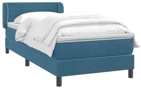 Κρεβάτι Boxspring με Στρώμα Σκούρο Μπλε 90x220 εκ. Βελούδινο - Μπλε