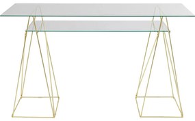 Γραφείο Polar Χρυσό με Γυαλί 74x135x65 εκ. 135x65x74εκ - Χρυσό