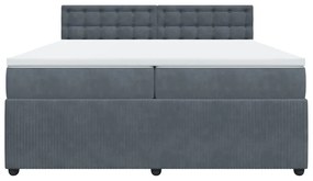 Κρεβάτι Boxspring με Στρώμα Σκούρο Γκρι 200x200 εκ. Βελούδινο - Γκρι