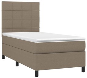 Κρεβάτι Boxspring με Στρώμα &amp; LED Taupe 100x200 εκ. Υφασμάτινο - Μπεζ-Γκρι