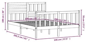 Πλαίσιο Κρεβατιού Λευκό 140 x 200 εκ. από Μασίφ Ξύλο - Λευκό